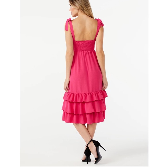 Women's Bustier Midi Sundress NWOT Small with bow ties at shoulder - Picture 5 of 11